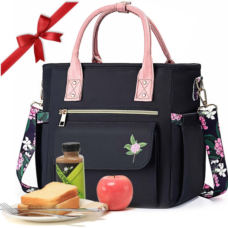 GLORIEROO Deluxe Insulated Lunch Box Bag Women - Leakproof Waterproof Cooler with Multi Pockets Removable Strap for Work Picnic - Teacher Mothers Day Christmas Birthday Gifts - Image 1