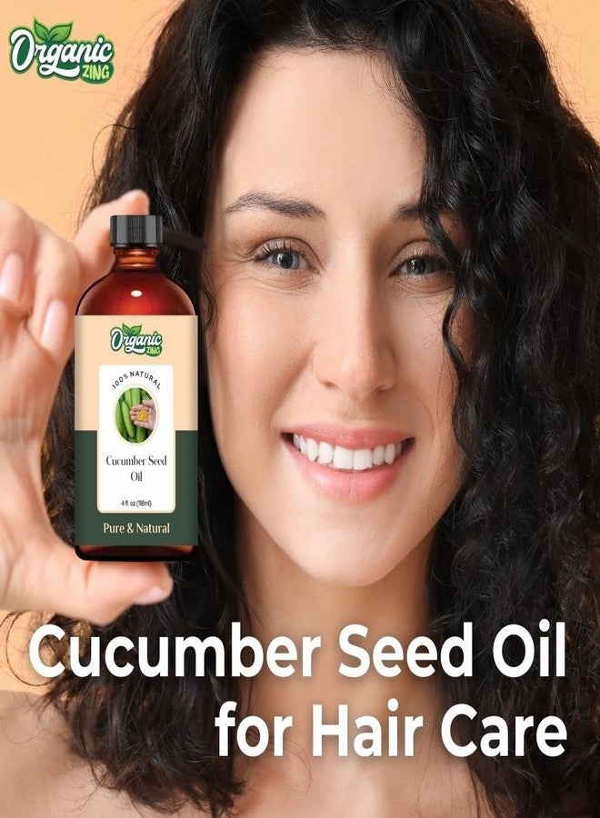 Organic Zing Cucumber Seed (Cucumis sativus) Oil | Pure & Natural Carrier Oil for Skincare, Hair Care & Massage - 118ml/3.99fl oz - Image 4