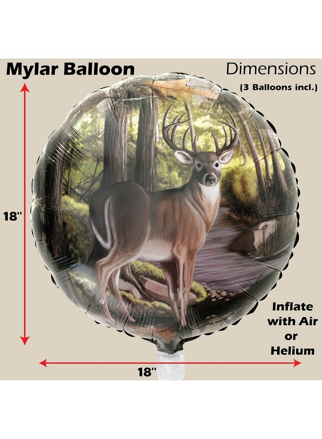 Havercamp Buck Party Balloons (3 pcs.)! 3 Deer (18") Mylar Balloons in Next Camo pattern. Camouflage Motif with Beautiful Buck. Great for Hunter Themed Party, Birthdays, Graduations, Father's Day. - Image 3