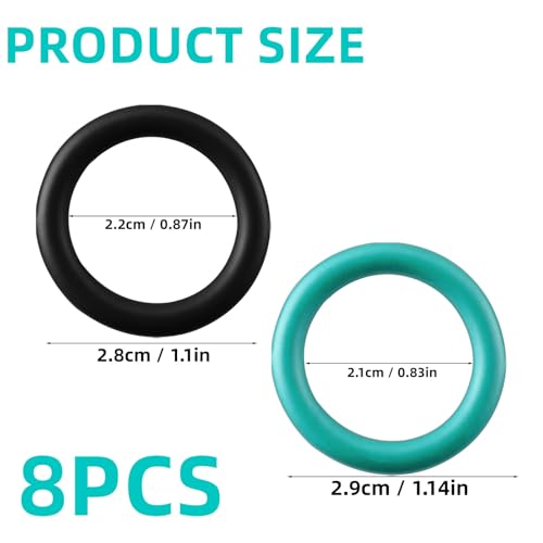 Gosknor 8 Pack M29517 Oil Pump Pickup Tube O-Ring Seals for LS Engines, 4 Green Fluororubber O Ring & 4 Black Nitrile Rubber Engine Oil Pickup Tube Gasket Kit for LS Engines1997-2013 - Image 2