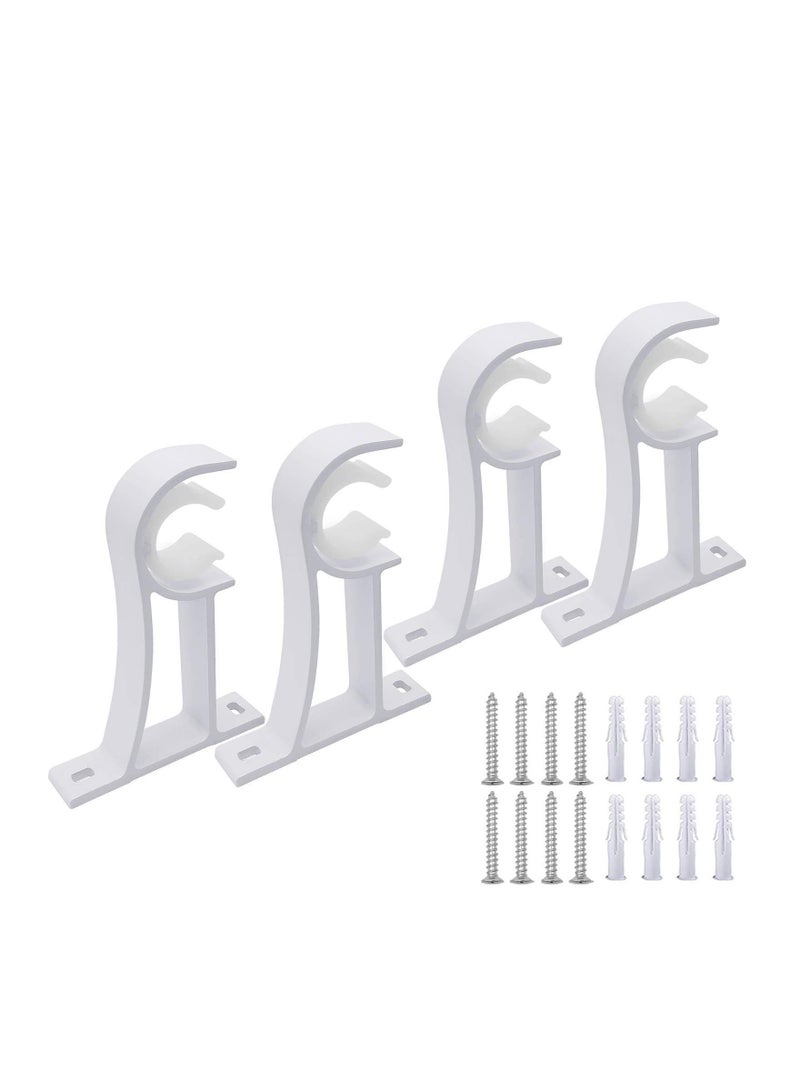 Curtain Rod Bracket, Heavy Duty Curtain Rod Holders for Drapes Wall Heavy Duty,  Single Decorative Drapery Rod Hooks Hanger Fit for 1 to 1.2 Inch Drapes Rod, White (Set of 4) - Image 1
