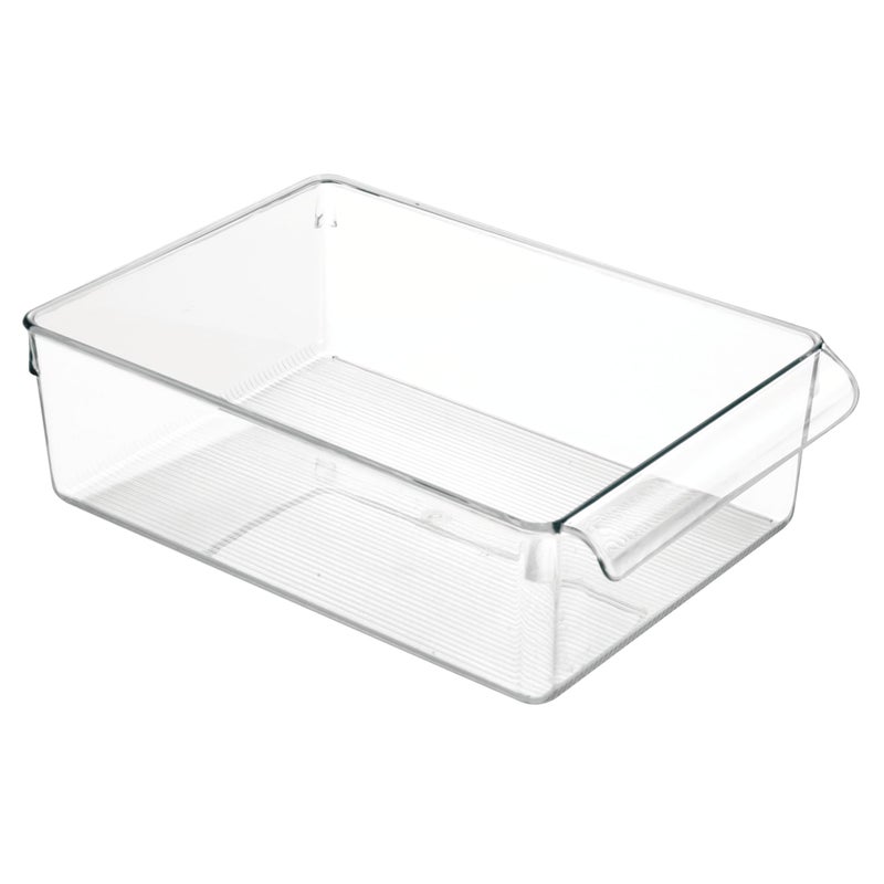 iDesign Linus Plastic Fridge and Freezer Storage Organizer Bin with Handle, Clear Container for Food, Drinks, Produce Organization, 8" x 11.5" x 3.5", Clear - Image 1