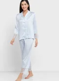 Khizana Solid Lace Hem Detail Pyjama Set