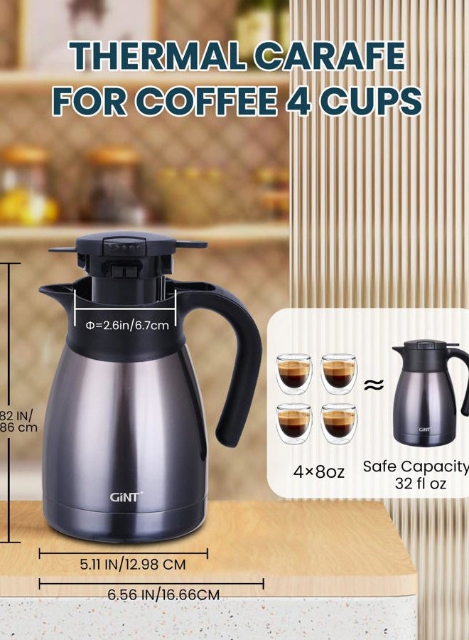 GiNT 1L / 34Oz Thermal Coffee Carafe, Insulated Stainless Steel Coffee Carafes for Keeping Hot/Double Walled Vacuum Thermal Carafe (Purple) - Image 4