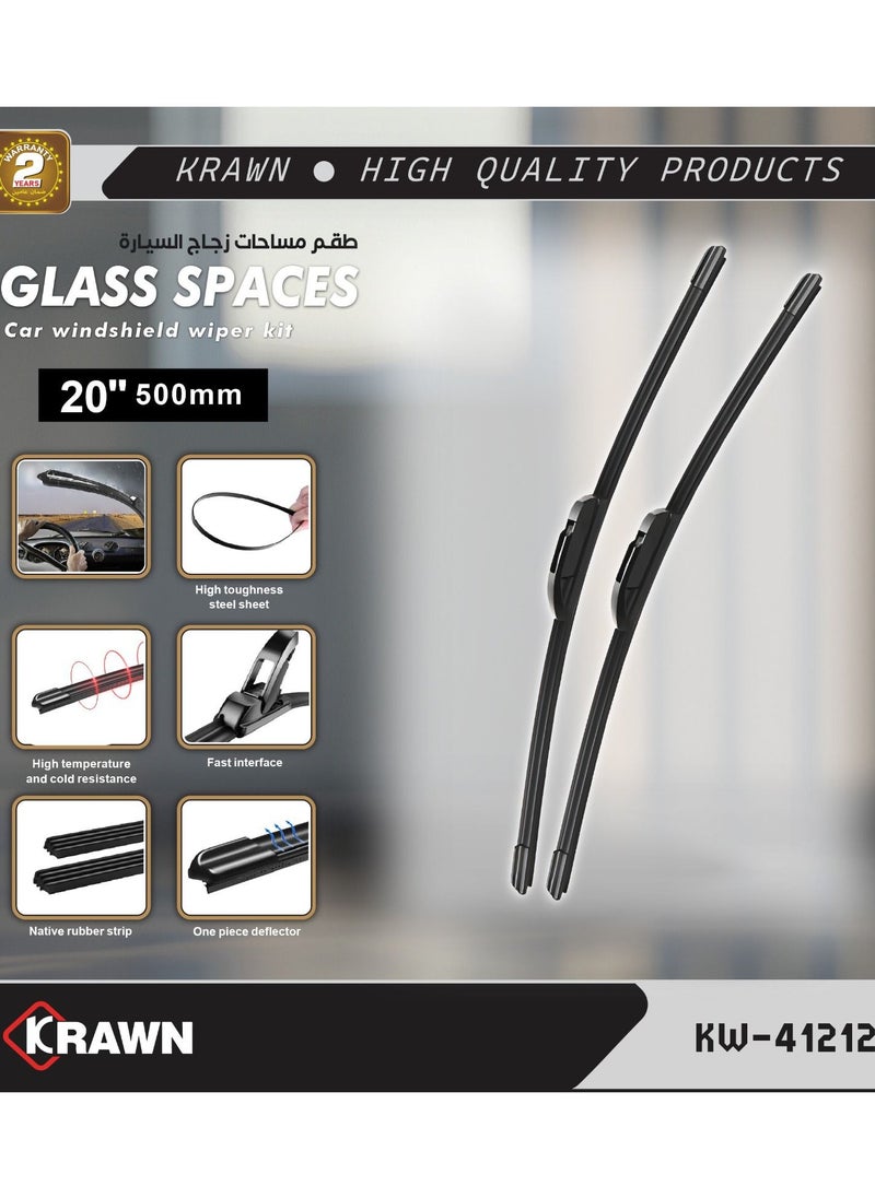KRAWN Replacement Windshield Wiper Kit 20" 500mm Black 