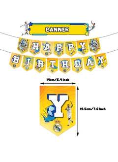 General Real Madrid Theme Birthday Party Decoration Fan Boy Football Team Birthday Flag Cake Card Balloon Decoration  - Image 3