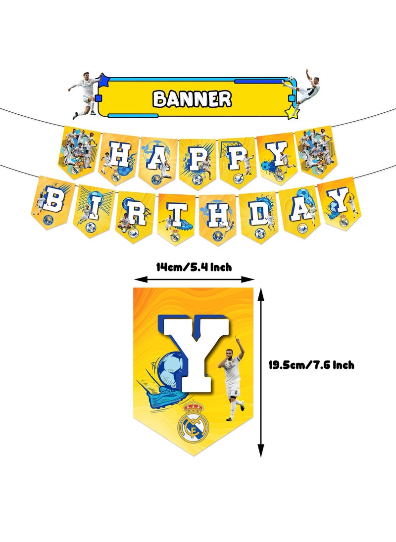 General - Real Madrid Theme Birthday Party Decoration Fan Boy Football Team Birthday Flag Cake Card Balloon Decoration - Image 1