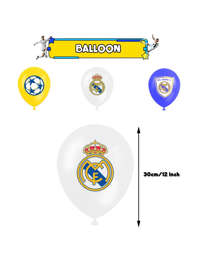 General - Real Madrid Theme Birthday Party Decoration Fan Boy Football Team Birthday Flag Cake Card Balloon Decoration - Image 1