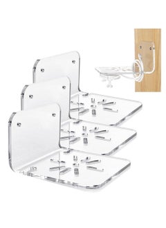 XiuWoo Acrylic Small Wall Shelf Set of 3 for Speakers, Toys, Universal Adhesive Shelf Easy to Install No Drill, with Cable Clips, Clear  - Image 5