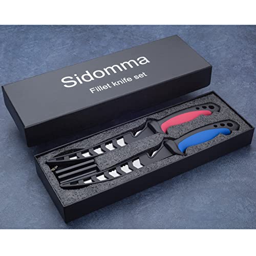 Sidomma 2 pcs Fishing Fillet Knife Set Stainless Steel 6.5 Inch Pro Fish Knife for Filleting, Fishing Gear, Fishing Tool Set, Fishing Sccessories Gifts for Men - Image 2