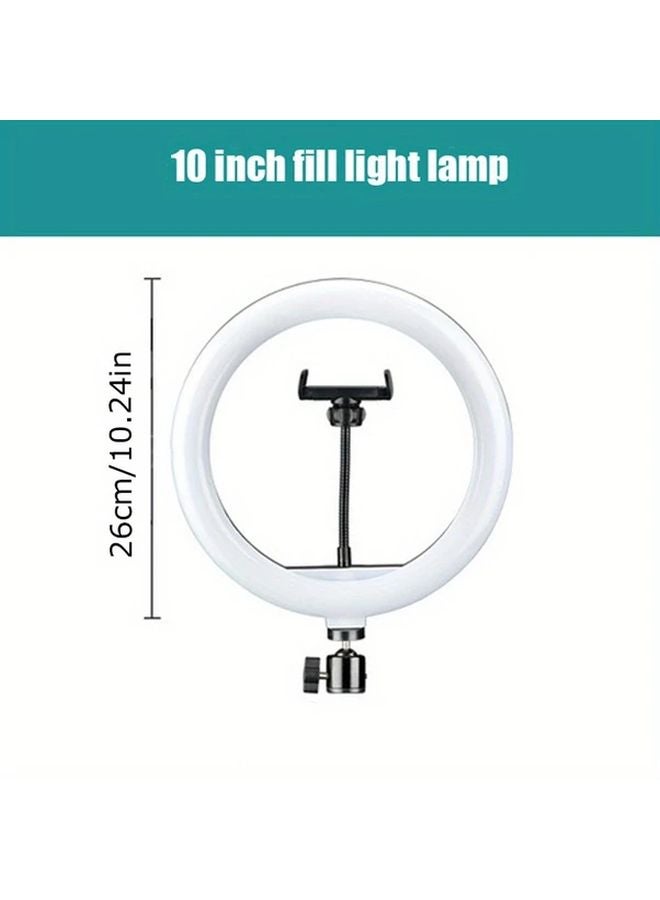 10 بوصة حلقة إضاءة LED مع حامل هاتف، مزودة بالطاقة عبر USB، سطوع قابل للتعديل للبث المباشر - Image 1