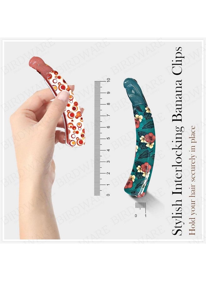 بيردوير مشابك شعر كبيرة الحجم متعددة الألوان من مادة الأكريليك المطاطية المستوردة حجر الموز للنساء (متعددة الألوان) (عبوة من 6 قطع مطبوعة) - Image 2