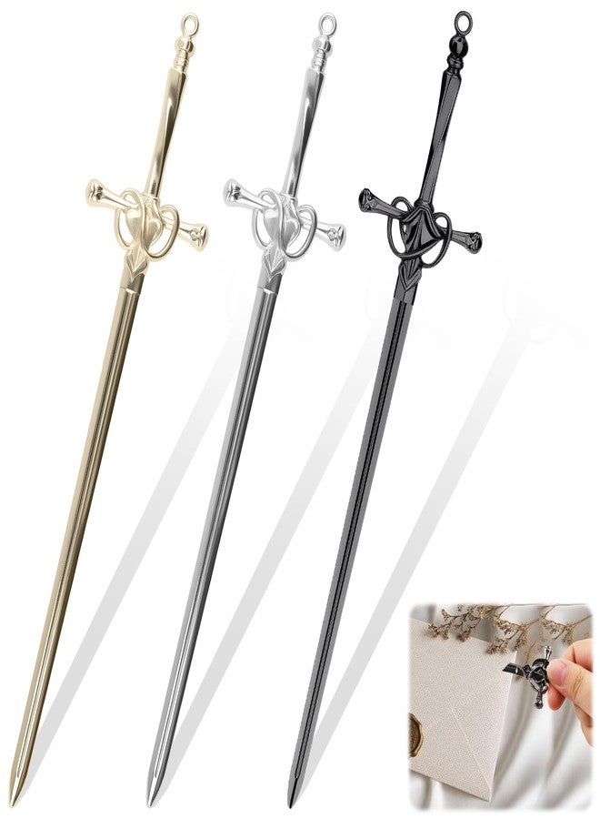 LUSTRIB 3-Pack Stainless Steel Letter Openers, Multi-Color Mail Opener Tool & Envelope Slitter Set with Ergonomic Handle, Envelope Opener for Home and Office Use (Gold, Silver, Black) - Image 1