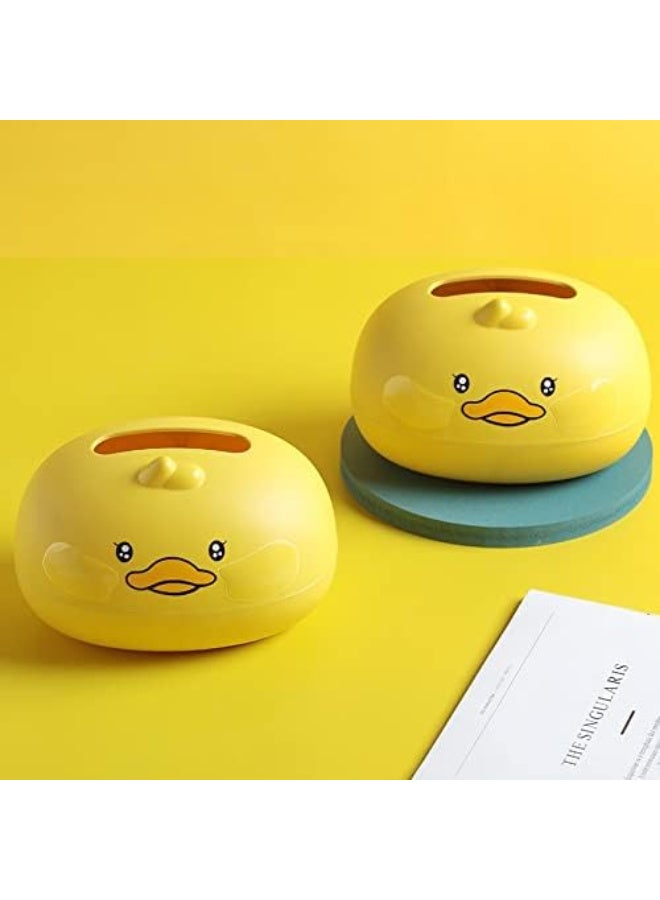 Cartoon Duck Tissue Box Cover - Decorative Desktop Organizer & Tissue Holder for Home, Office & Kids' Room (Yellow) - Image 2