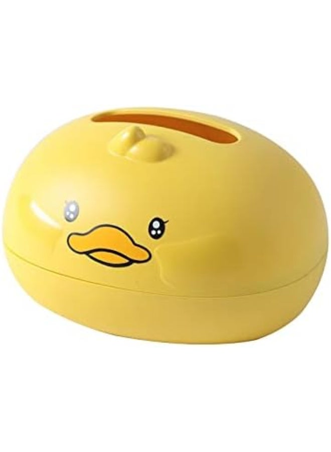 Cartoon Duck Tissue Box Cover - Decorative Desktop Organizer & Tissue Holder for Home, Office & Kids' Room (Yellow) - Image 1