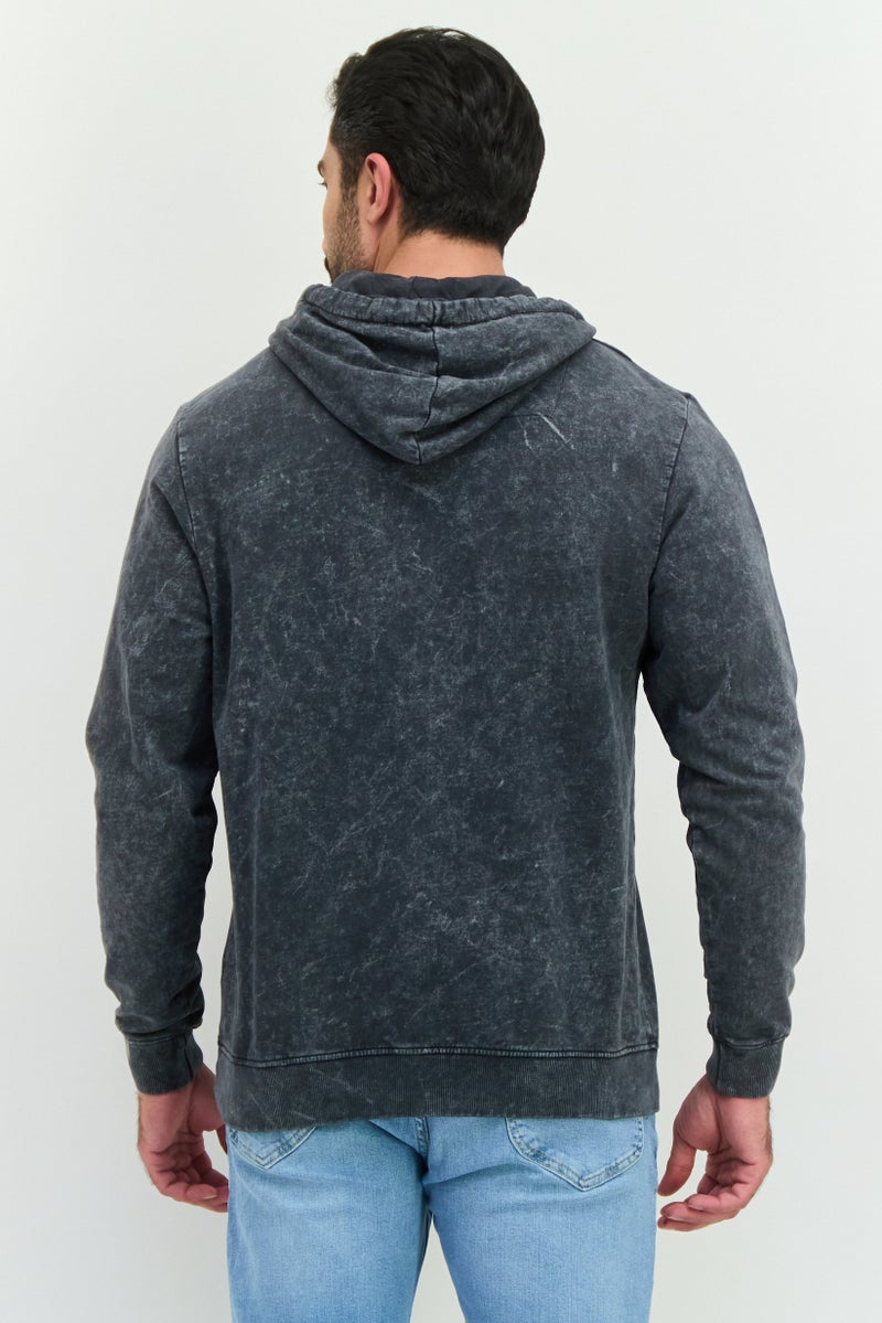 Threadbare Men Hooded Embroidered Long Sleeves Sweatshirt, Charcoal - Image 3