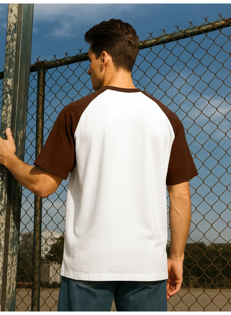 Maniac Maniac Mens Printed NewYork Round Neck Half Sleeve White and Brown Tshirt
