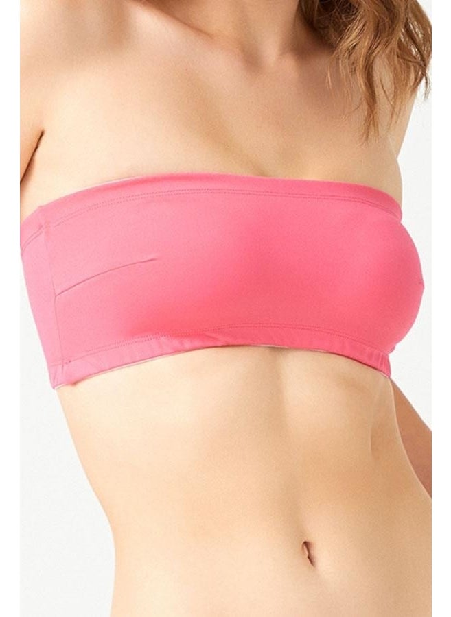 COTTONHILL Strapless Crop Top Bustier Pink  - Image 1