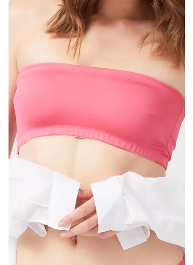 COTTONHILL Strapless Crop Top Bustier Pink  - Image 4
