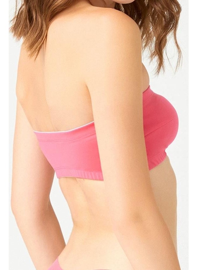 COTTONHILL Strapless Crop Top Bustier Pink  - Image 2