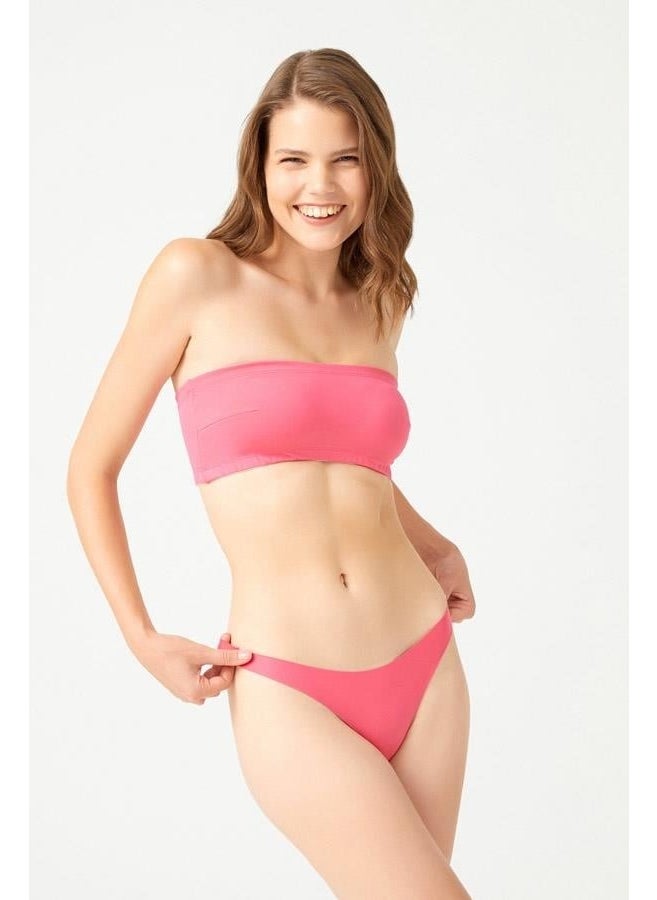 COTTONHILL Strapless Crop Top Bustier Pink  - Image 3