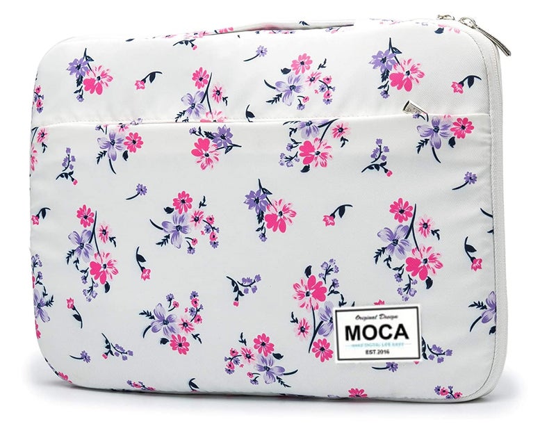Moca Bag Sleeve for 13 13.3 inch MacBook Air Pro Retina 13 13.3 inch a1466 a1369 a1502 MacBook 13 13.3 inch Sleeve Bag Cover (Pink Flower, 13.3 inch MacBook/Laptops) - Image 1