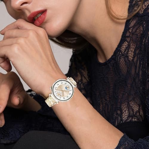 DEALELE Bands Compatible with Huawei Watch GT6 41mm / GT5 Pro 42mm / GT5 / GT4 41mm / Fossil Women's Gen 6 / Gen 5E 42mm / Garmin Venu 3S, 18mm Bling Rhinestone Diamond Metal Strap for Women, Gold - Image 5