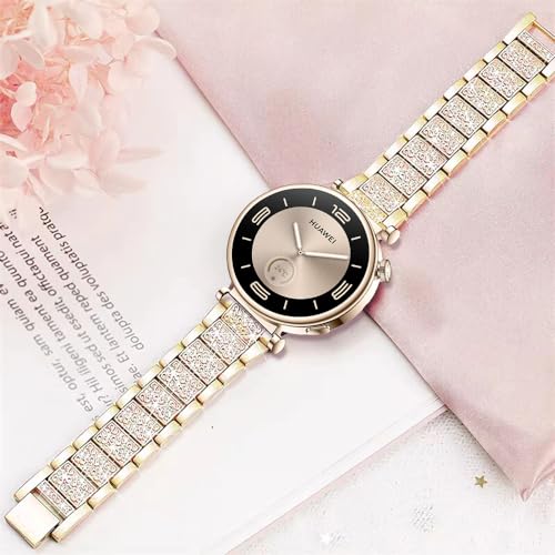 DEALELE Bands Compatible with Huawei Watch GT6 41mm / GT5 Pro 42mm / GT5 / GT4 41mm / Fossil Women's Gen 6 / Gen 5E 42mm / Garmin Venu 3S, 18mm Bling Rhinestone Diamond Metal Strap for Women, Gold - Image 4