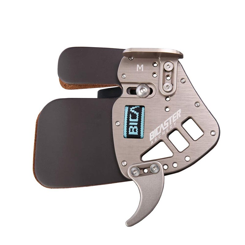 BICASTER Archery Finger Tab Guard Protection Genuine Leather + Aluminum for Tradition Bow Hunting Shooting Arrow (Silver, Large) - Image 1