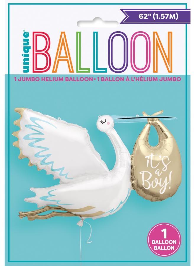 Unique Stork It'S A Boy Giant 62" Foil Balloon - Image 1