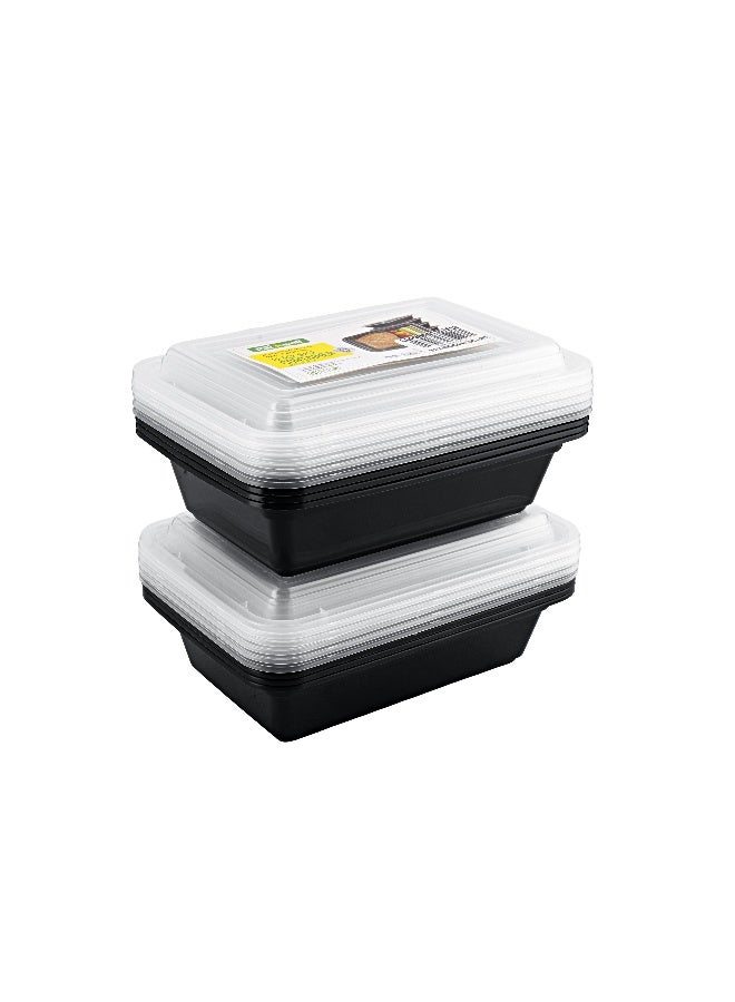 packwell حزمة حاويات مستطيلة ذات قاعدة سوداء 24 أونصة مع غطاء 10 قطع - Image 2