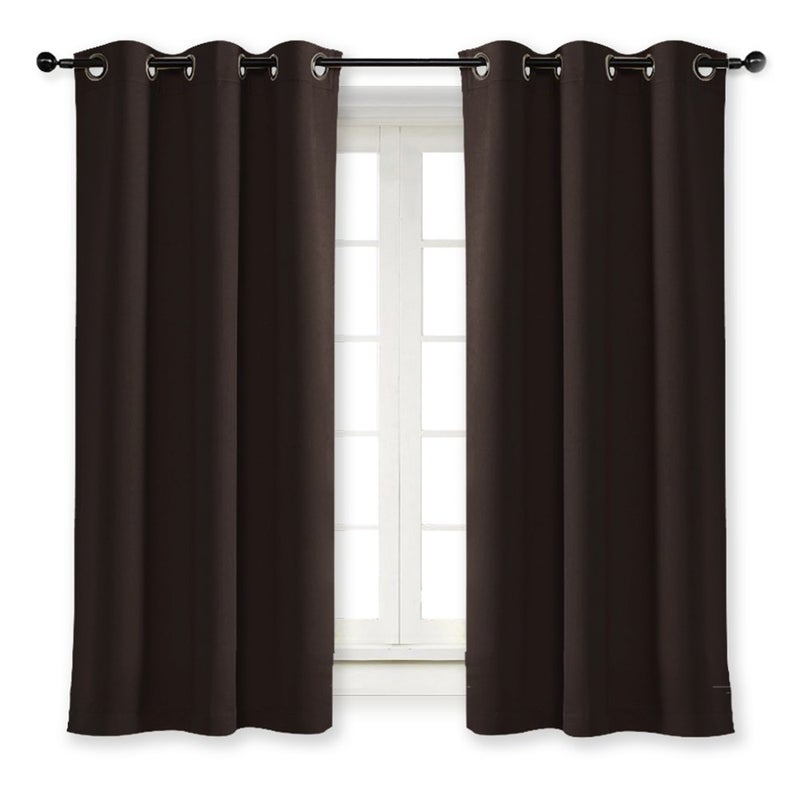 NICETOWN Thermal Insulated Blackout Curtain and Drapery Triple Weave Soundproof Solid Ring Top Window Drape for Bedroom (Sold Individually  42 inches by 63 inch  Toffee Brown) - Image 1