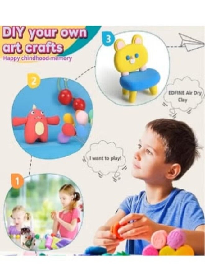 48 Colors Plasticine with 3 Sculpting Tools, Air Dry Clay, Modeling Clay Kit, DIY Plasticine for Children Education - Image 3