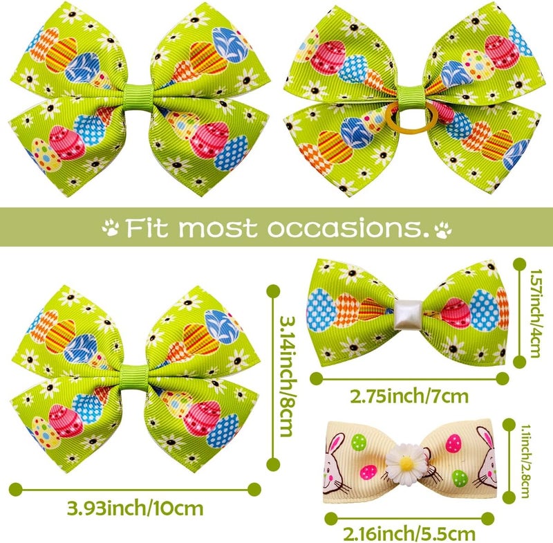 pet show 20Pairs 2" 3" 4" Easter Day Big Dog Hair Bows with Rubber Band for Small Medium Large Dogs Rhinestone Bowknot Topknot Cats Rabbits Girl Boy Rabbit Party Grooming Hair Accessories - Image 3