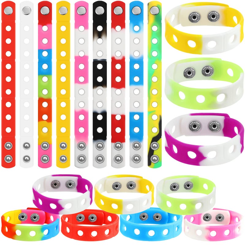 MTLEE 36 Pieces Silicone Charm Bracelet Wristbands Adjustable Cute Kids Bracelets for Boys and Girls Swimming Identify Shoe Charms Birthday Presents 12 Colors Stylish Color 8 Inch - Image 2