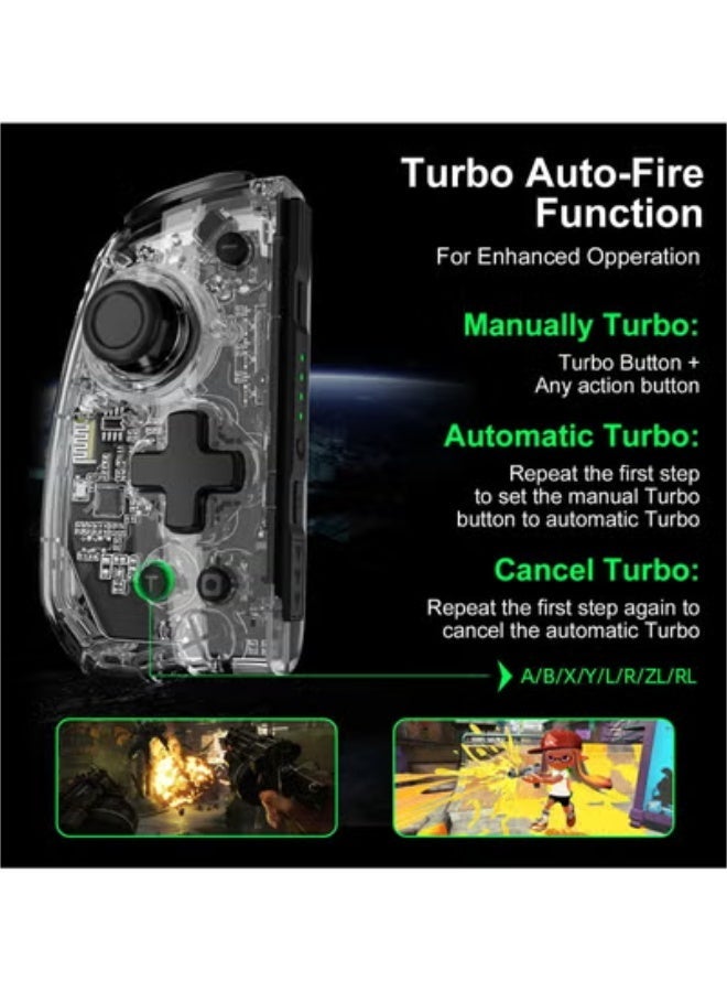 IINE Flinchez Pro Controller for Nintendo Switch & OLED, Transparent Wireless Joy-Con Gamepad with Ergonomic Grip, Motion Control & Turbo Function - Image 3
