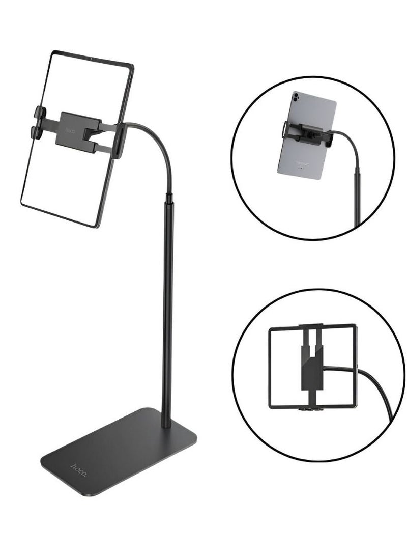 إيونتو حامل معدني كامل للأجهزة اللوحية والهواتف مع رقبة قابلة للثني - حامل قابل لتعديل الارتفاع حتى 117 سم، وحامل قابل للتمديد حتى 20 سم للاستخدام المنزلي والمكتبي وبجانب السرير - Image 1