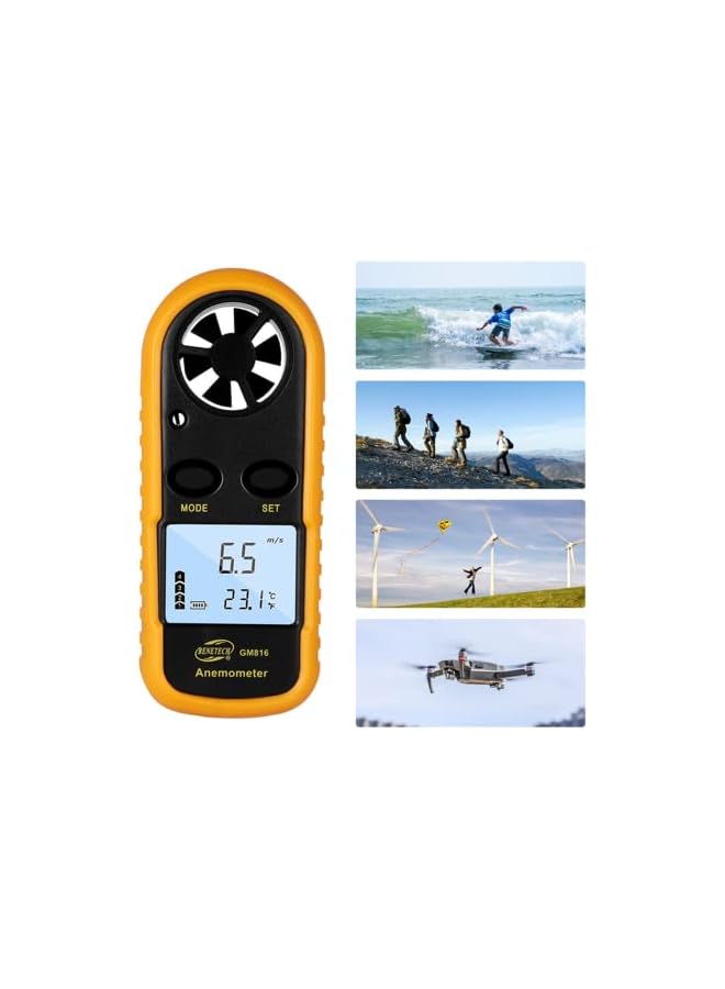 PROMASS promass GM816 Digital Anemometer Wind Speed Meter Air Guage Temperature 30m/s 14°F-113°F LCD Backlight Display Handheld Anemometro  - Image 3