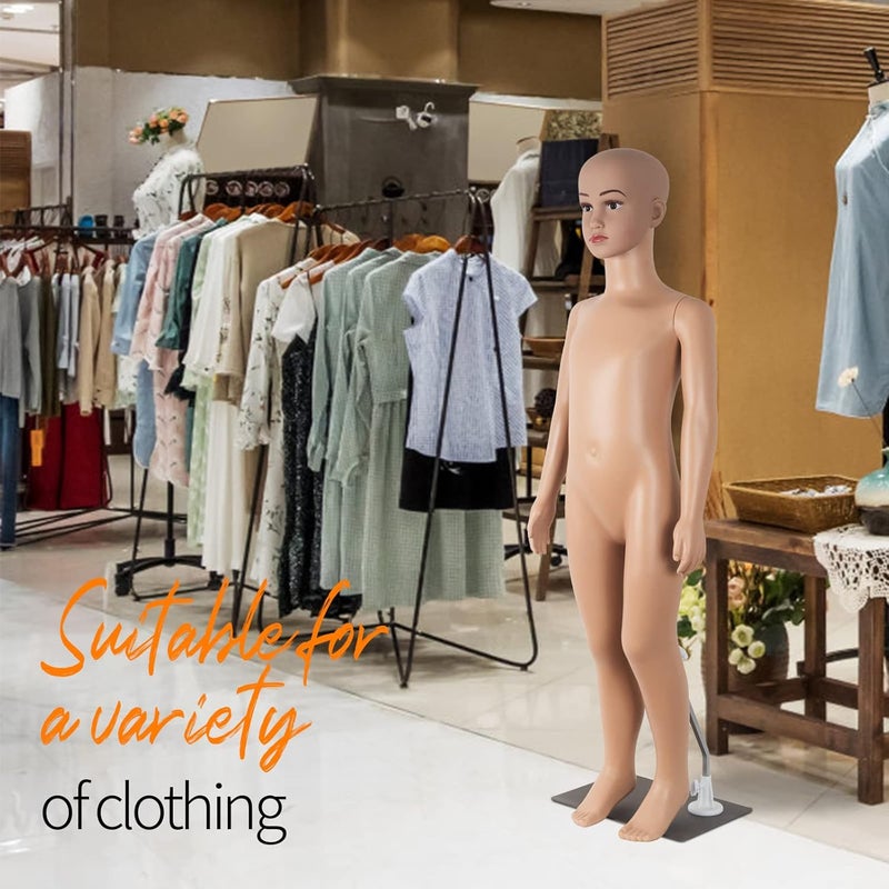 SHAREWIN 43.3" Height Child Mannequin Full Body Realistic Adjustable Detachable Manikin Display Head Turns Dress Form W/Metal Base, Gender-Neutral - Image 4