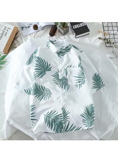 Generic Hawaii Short Sleeve Floral Shirt Mens Summer Trend Beachwear Sun Protection Casual Loose Fit Polyester Fabric Printed Cardigan 8861 Green 