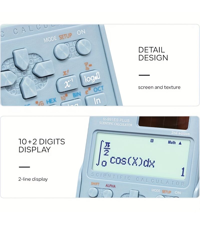 Blue Multifunctional Scientific Calculator with Large Display 417 Functions Middle School Business Office - Image 5