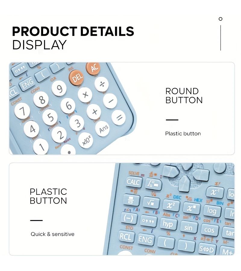 Blue Multifunctional Scientific Calculator with Large Display 417 Functions Middle School Business Office - Image 4