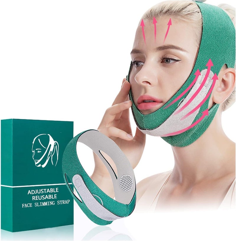 SWAMINE Chin Reducer Face Slimming Belt - V-Shape Face Masks for Double Chin Shaper for Men & Women, Facial Lift Slim Cheeks Lifting Reusable Belt Facial Anti Wrinkle Chin Strap Elastic - Image 1
