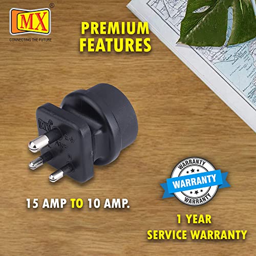 MX 3 Pin Indian Plug to Europe Schuko Socket Adapter 15A, Heavy Duty Power Plug Converter, Compatible with Indian 3 Pin Plug to EU Schuko Socket, Compact Travel & Home Use Adapter - Image 5