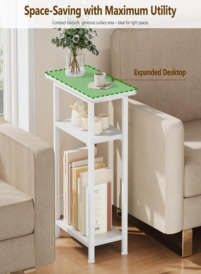 Heybly Small Narrow Side Table for Small Space, Thin Bedside Table, Slim Sofa Table, Skinny End Table, 25.2" Tall Nightstand, Couch Table for Living Room, Bedroom, Study, Rustic Brown, HET005SR1 - Image 3