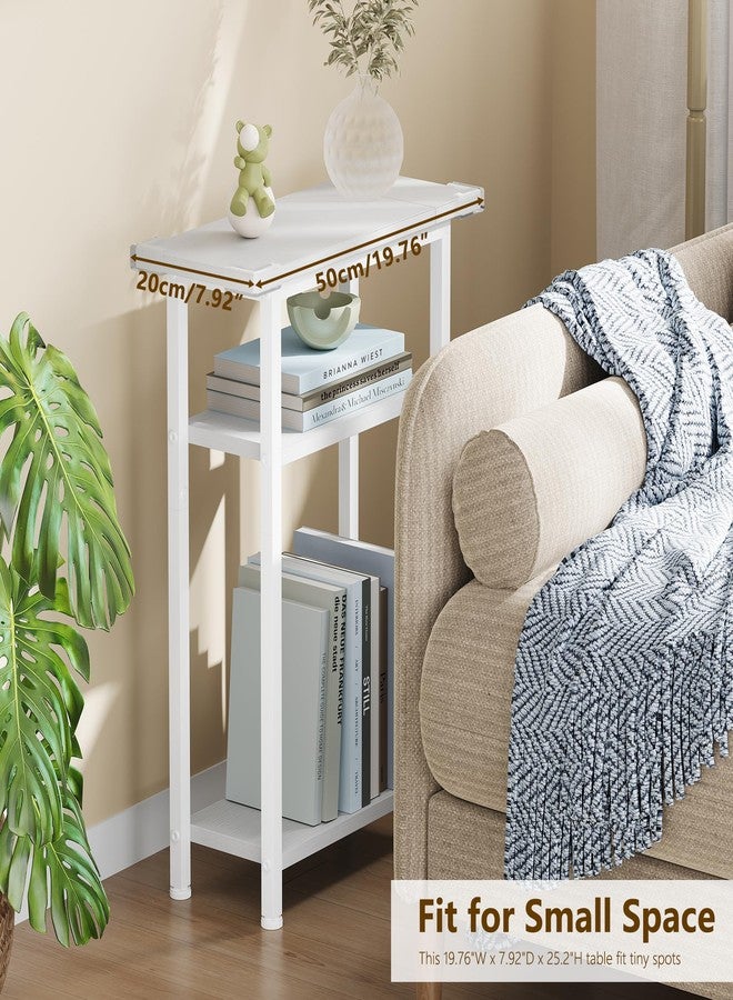Heybly Small Narrow Side Table for Small Space, Thin Bedside Table, Slim Sofa Table, Skinny End Table, 25.2" Tall Nightstand, Couch Table for Living Room, Bedroom, Study, Rustic Brown, HET005SR1 - Image 2