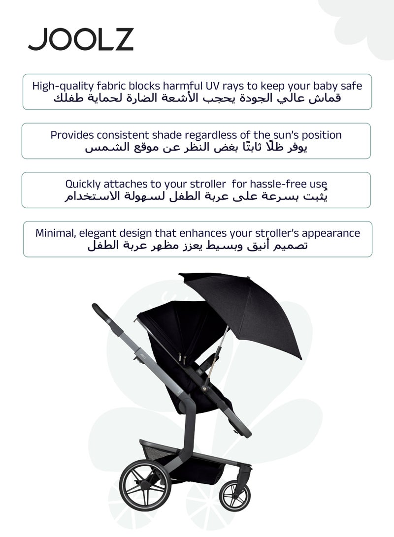 JOOLZ Universal Baby Stroller Parasol UPF50+ Sun Protection | Adjustable Flexible Arm Clip-On Umbrella | Space Black | Fits Multiple Strollers | Lightweight Shade 30 CM - Image 5