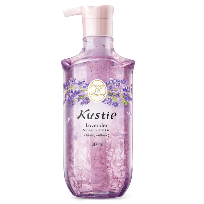 Kustie Lavender Petal Body Wash â€“ Real Visible Provence Petals with Tea Tree Oil | Oil-Control & Pore-Clearing Cleanser for Balanced Skin | Free From Paraben, Sulfate & Phthalate | 12.8 Fl Oz - Image 1
