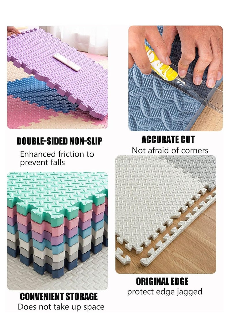 EVA Foam Play Mat, 16 Tiles Colorful Baby Play Mat, Square Kids Playmat with Solid Colored, 1 cm Thickened Interlocking Foam Floor Tiles, Puzzle Play Mat for Baby Playing (Green) - Image 2