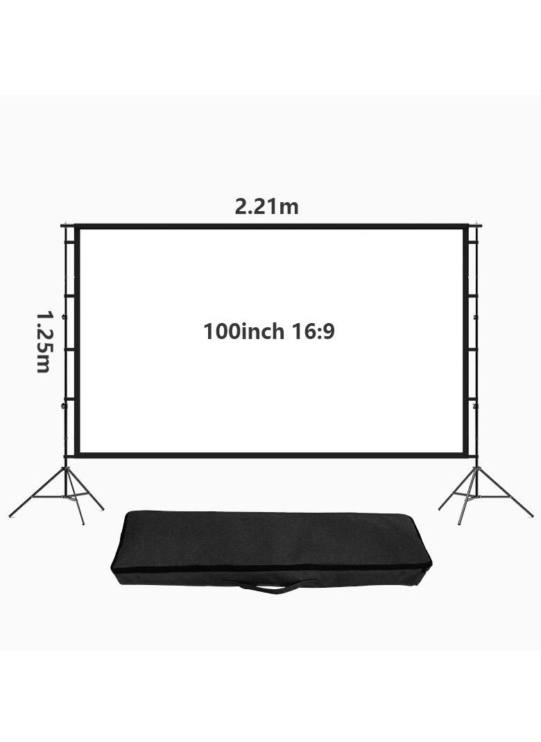 100 inch 16:9 Portable Projector Screen with 2M High Tripod Stands for Outdoor or Indoor - pzsku/Z322B849E7F9C694B60B0Z/45/_/1659599544/1bc317d2-781b-40d0-bff7-9b2eadc7eb67